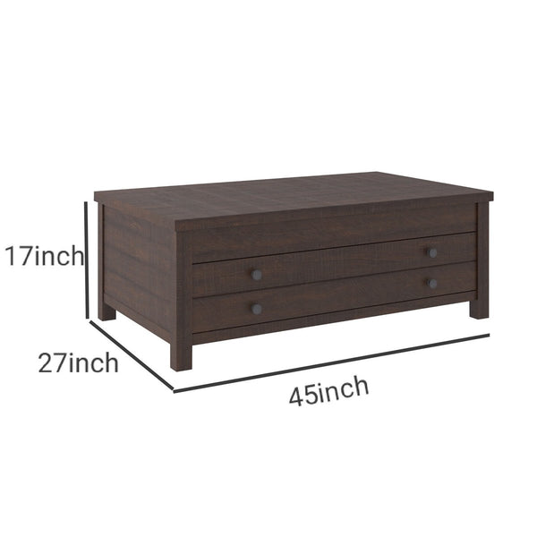17 Inch 1 Drawer Lift Top Wooden Cocktail Table, Brown - BM231368