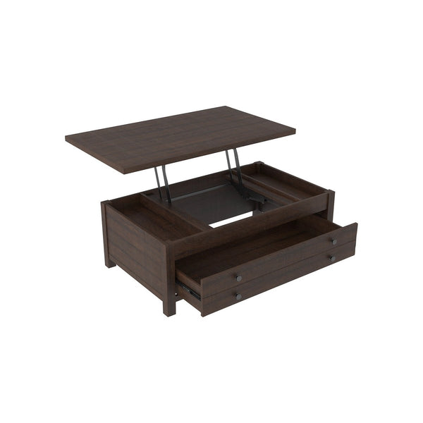 17 Inch 1 Drawer Lift Top Wooden Cocktail Table, Brown - BM231368