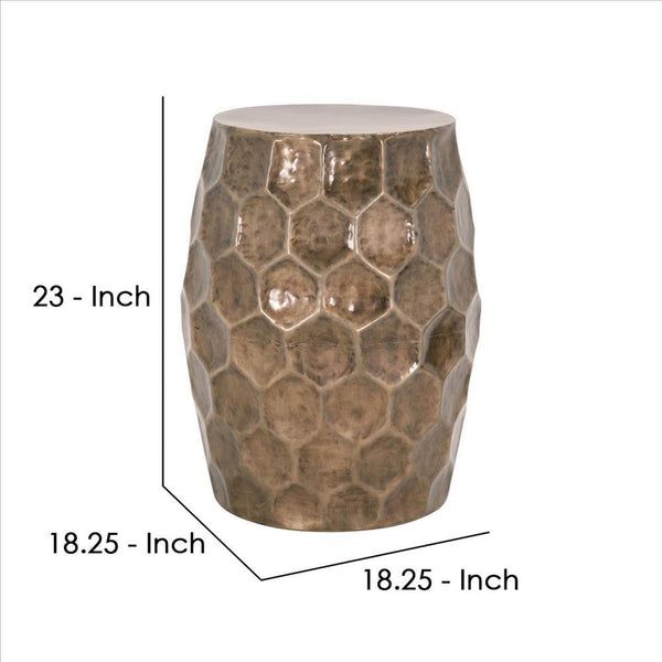 18 Inch Metal Coffee Table  Hexagonal Pattern