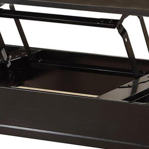 19 Inch Lift Top Cocktail Table With Bottom Shelf, Black - BM156815