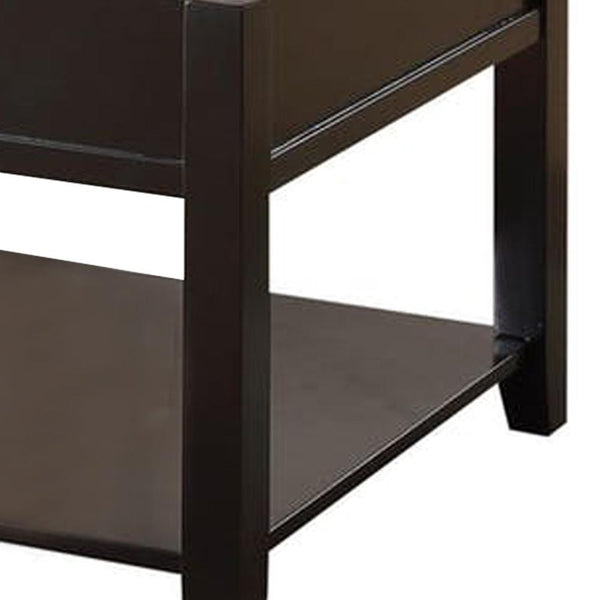 19 Inch Lift Top Cocktail Table With Bottom Shelf, Black - BM156815