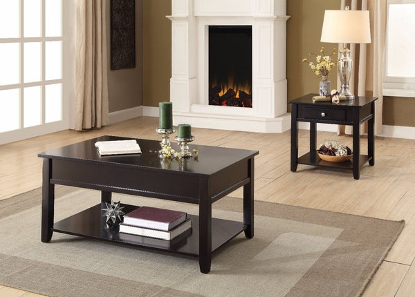 19 Inch Lift Top Cocktail Table With Bottom Shelf, Black - BM156815