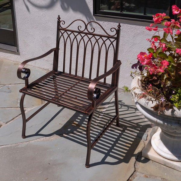 "Valley Forge" Iron Garden Arm Chair in Antique Bronze