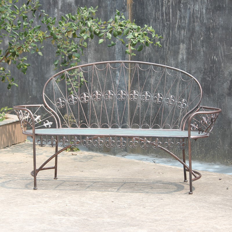 Garden Bench with Curved Back "Paris 1968" in Antique Copper