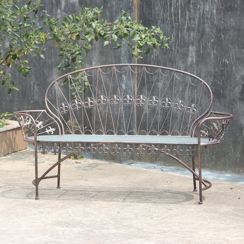 Garden Bench with Curved Back "Paris 1968" in Antique Copper