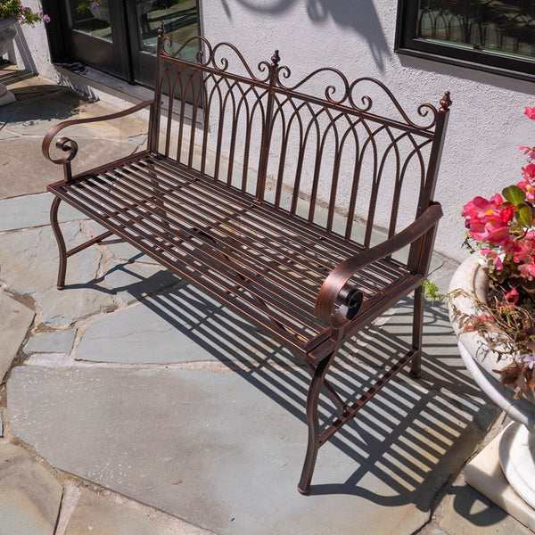 "Valley Forge" Iron Garden Bench in Antique Bronze