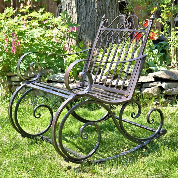Iron Rocking Garden Arm Chair "Tatiana" in Bronze