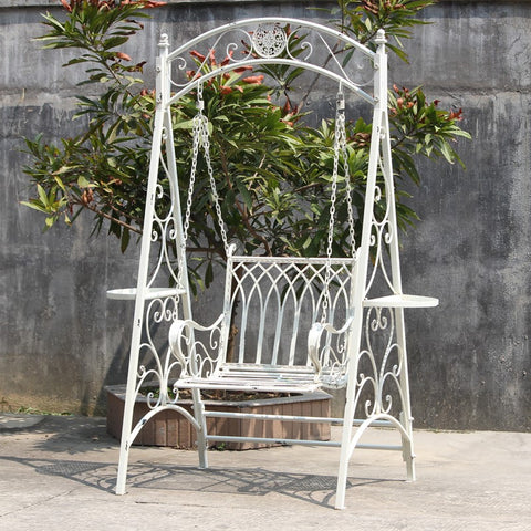 Iron Swing Chair "New York" in Antique White