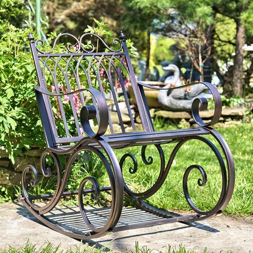 Iron Rocking Garden Arm Chair "Tatiana" in Bronze