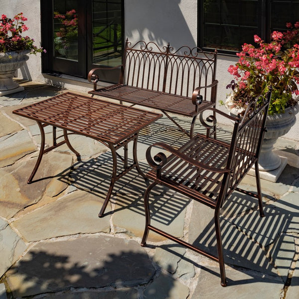 "Valley Forge" Iron Garden Bench in Antique Bronze