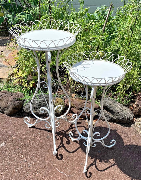 Set of 2 Iron Plant Stands "Tatiana" in Antique White