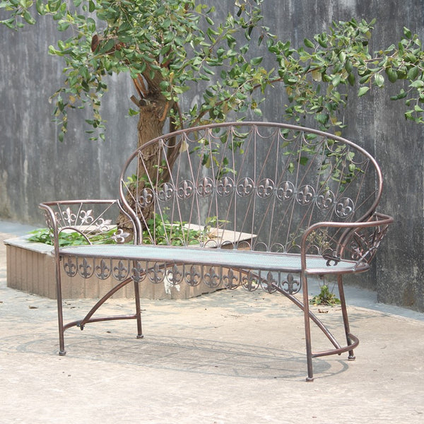 Garden Bench with Curved Back "Paris 1968" in Antique Copper
