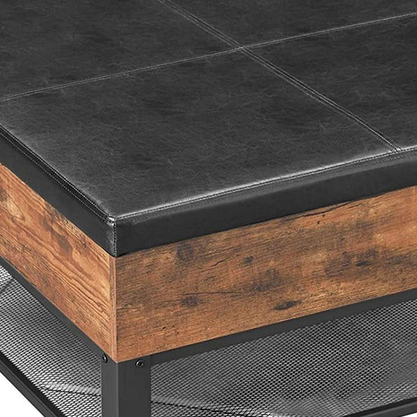31.5 Inches Leatherette Coffee Table With Lift Top Storage, Brown