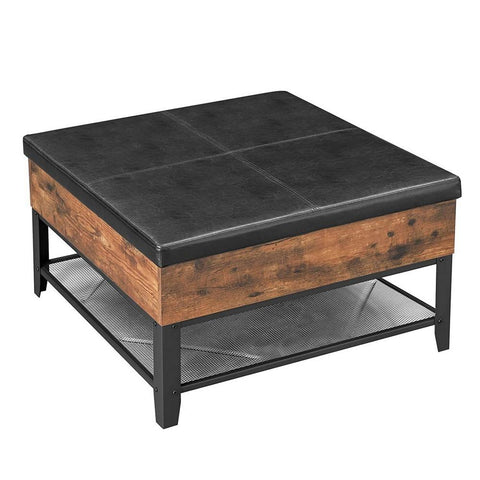 31.5 Inches Leatherette Coffee Table With Lift Top Storage, Brown