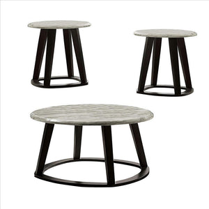 3 Piece Coffee Table Set With Faux Marble Top