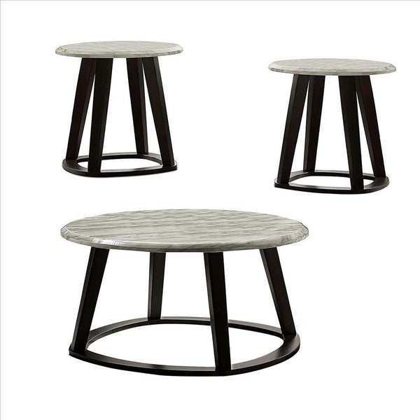 3 Piece Coffee Table Set With Faux Marble Top