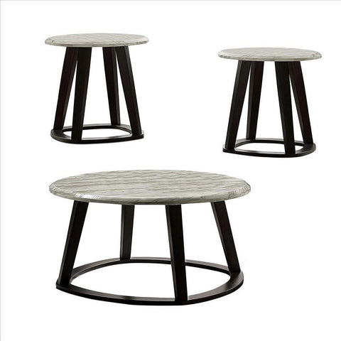 3 Piece Coffee Table Set With Faux Marble Top