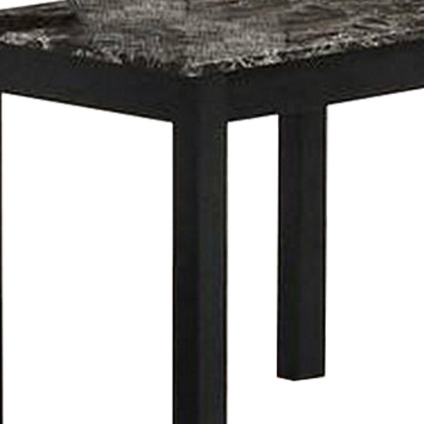 3 Piece Coffee Table And End Table With Faux Marble Top, Black - BM233098