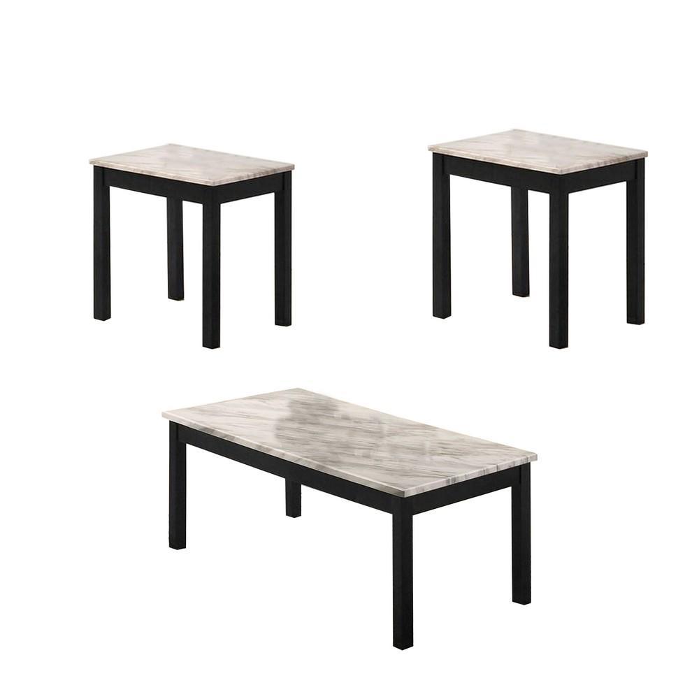 3 Piece Coffee Table And End Table With Faux Marble Top