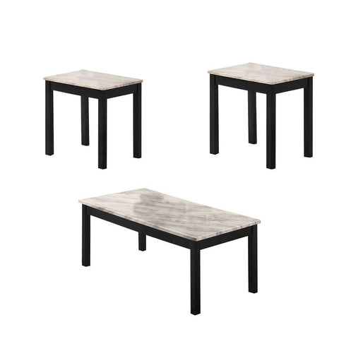 3 Piece Coffee Table And End Table With Faux Marble Top