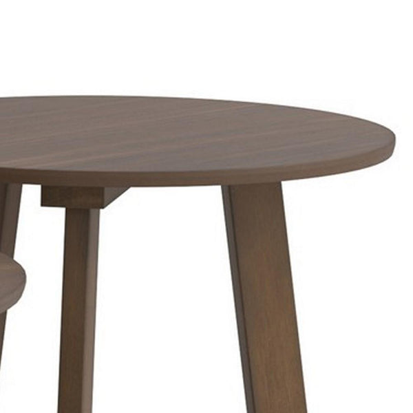 3 Piece Round Wooden Coffee Table And End Table With Tripod Base, Brown - BM233248
