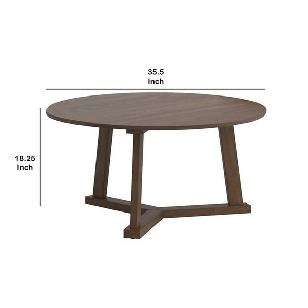 3 Piece Round Wooden Coffee Table And End Table With Tripod Base, Brown - BM233248