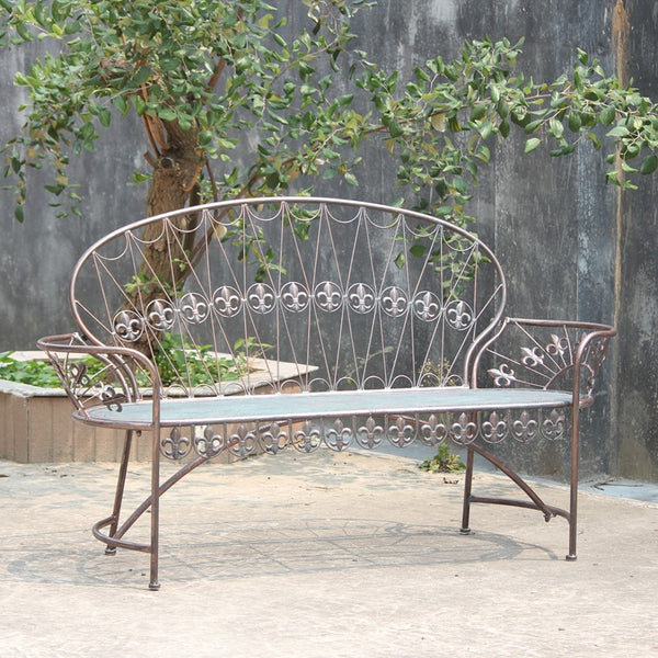 Garden Bench with Curved Back "Paris 1968" in Antique Copper