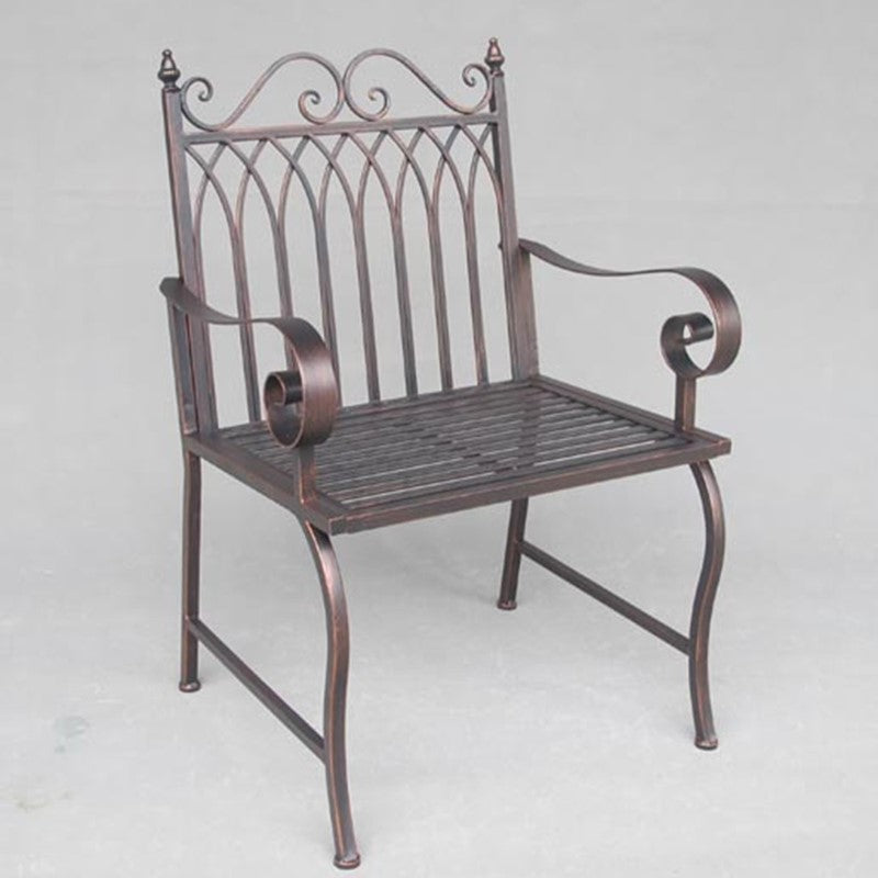 "Valley Forge" Iron Garden Arm Chair in Antique Bronze