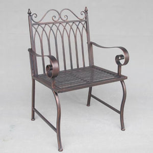 "Valley Forge" Iron Garden Arm Chair in Antique Bronze