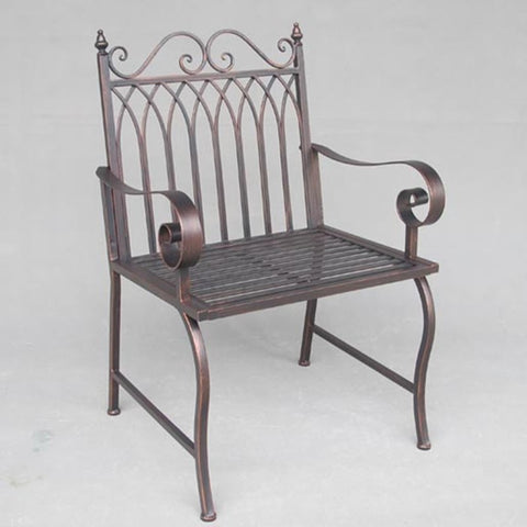 "Valley Forge" Iron Garden Arm Chair in Antique Bronze