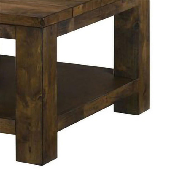 47 Inches Coffee Table With 1 Drawer And Open Shelf, Rustic Brown