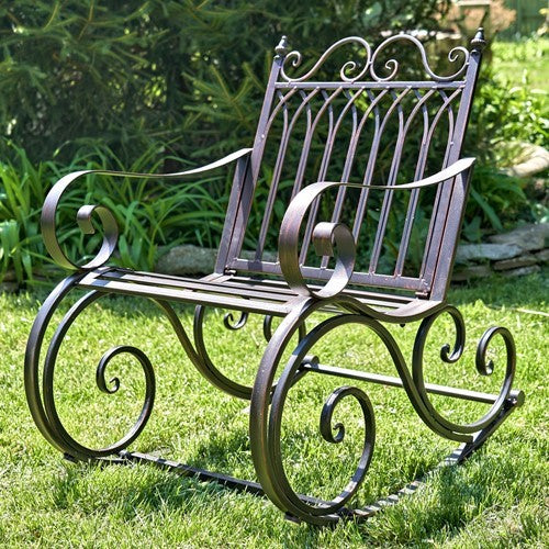 Iron Rocking Garden Arm Chair "Tatiana" in Bronze