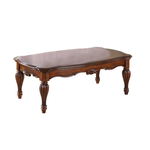 Wooden Coffee Table With Reeded Turned Legs, Cherry Brown - BM186034