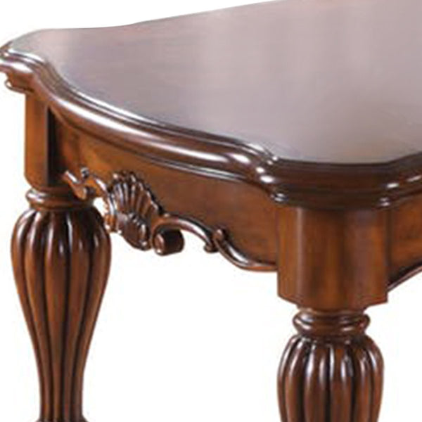 Wooden Coffee Table With Reeded Turned Legs, Cherry Brown - BM186034