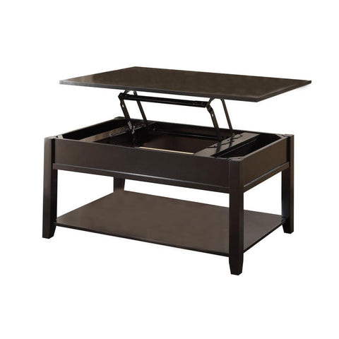 19 Inch Lift Top Cocktail Table With Bottom Shelf, Black - BM156815