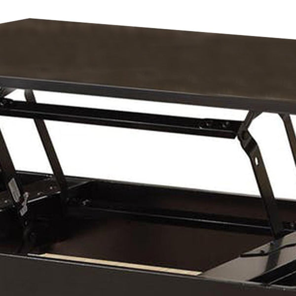 19 Inch Lift Top Cocktail Table With Bottom Shelf, Black - BM156815