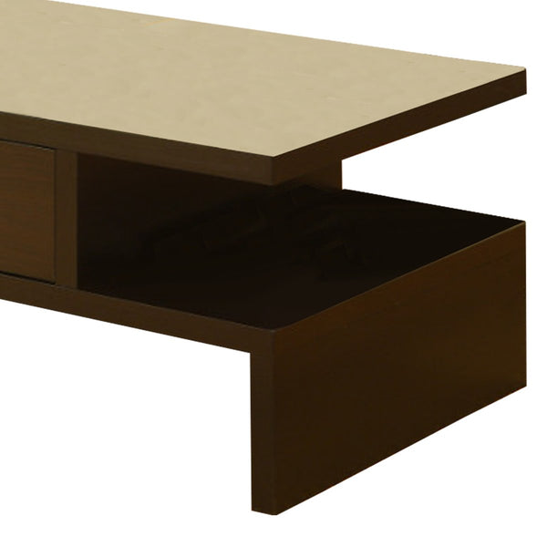 Unique Style Coffee Table With Bar Handle Drawer, Brown