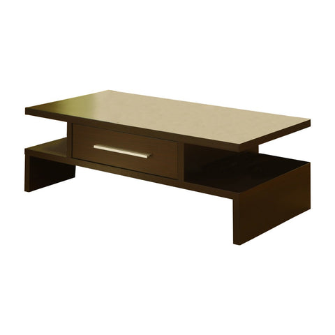 Unique Style Coffee Table With Bar Handle Drawer, Brown