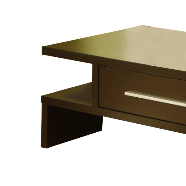 Unique Style Coffee Table With Bar Handle Drawer, Brown