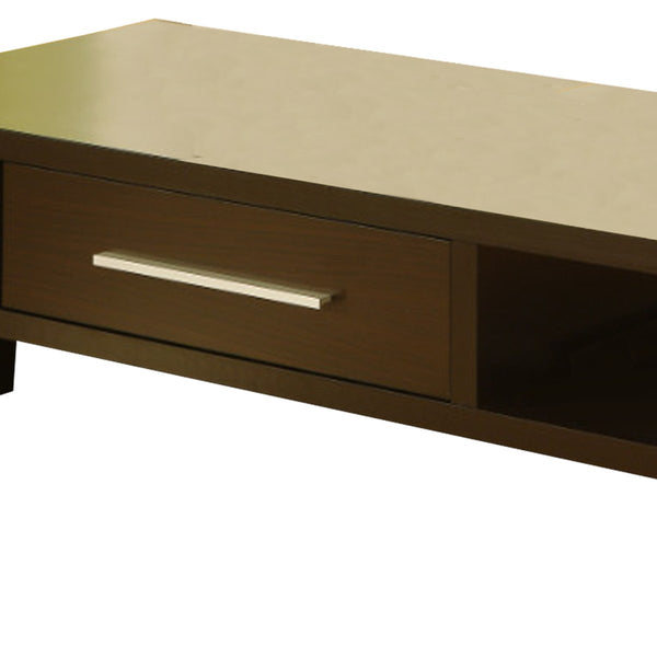 Unique Style Coffee Table With Bar Handle Drawer, Brown