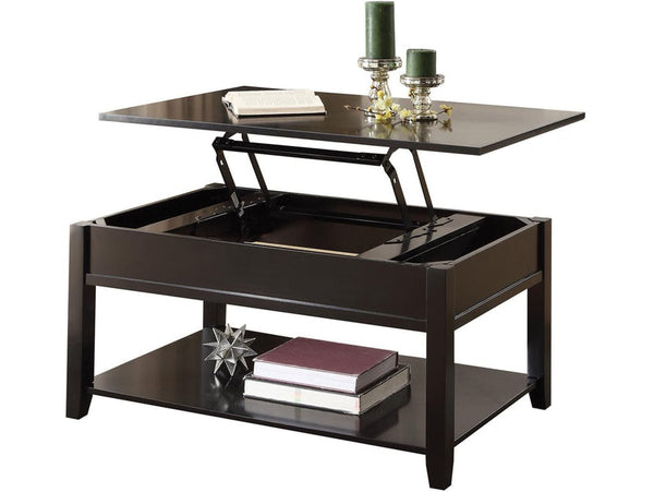 19 Inch Lift Top Cocktail Table With Bottom Shelf, Black - BM156815