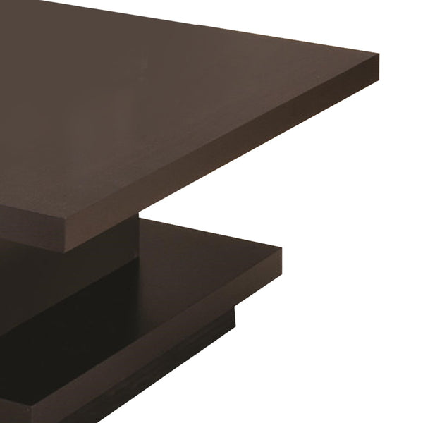 Contemporary Coffee Table With Storage Pedestal Base, Cappuccino Brown