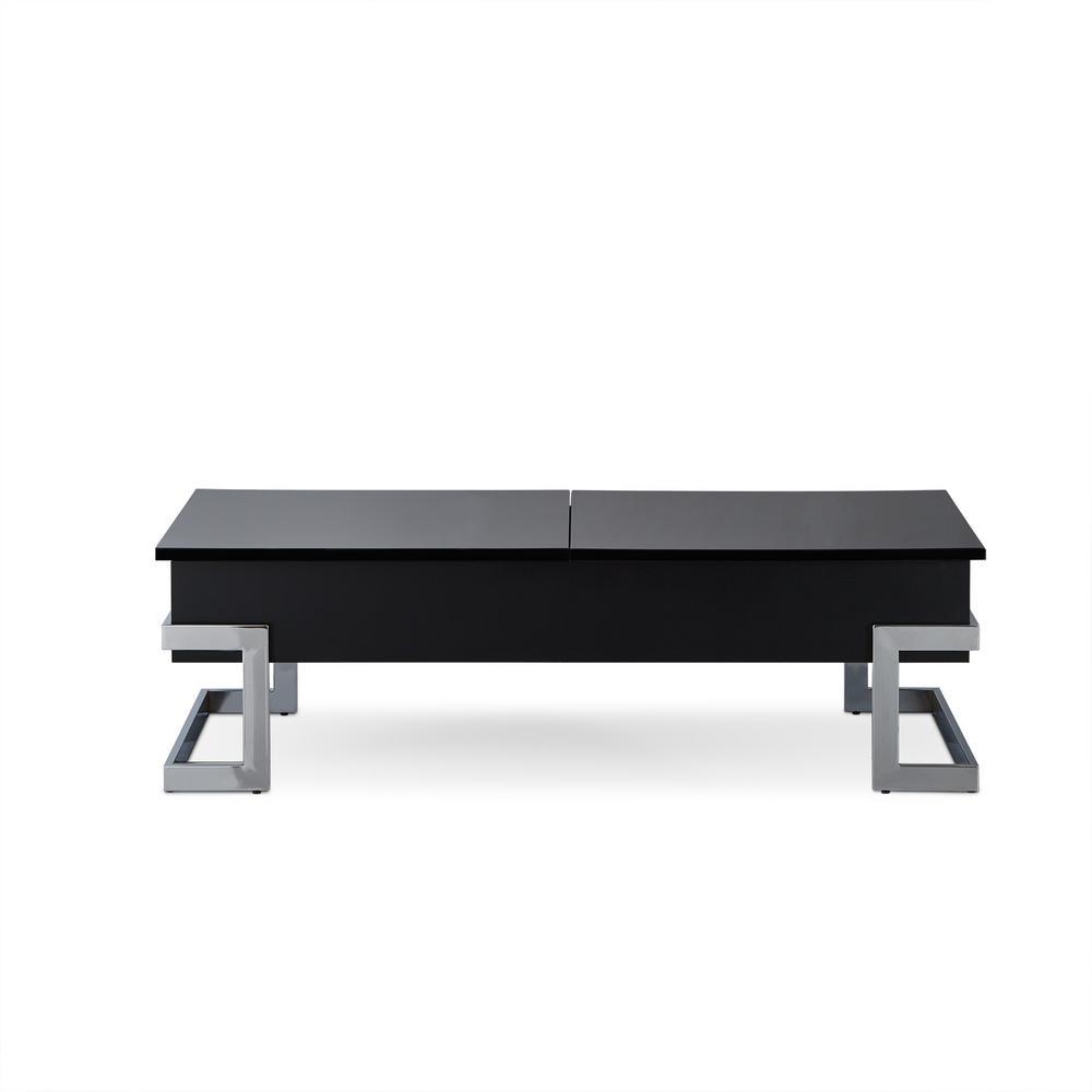 BM185789 Wooden Coffee Table With Lift Top Storage Space, Black