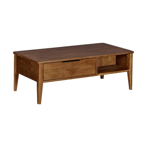 Mid Century Modern Style Wooden Coffee Table With One Drawer, Brown - BM203365