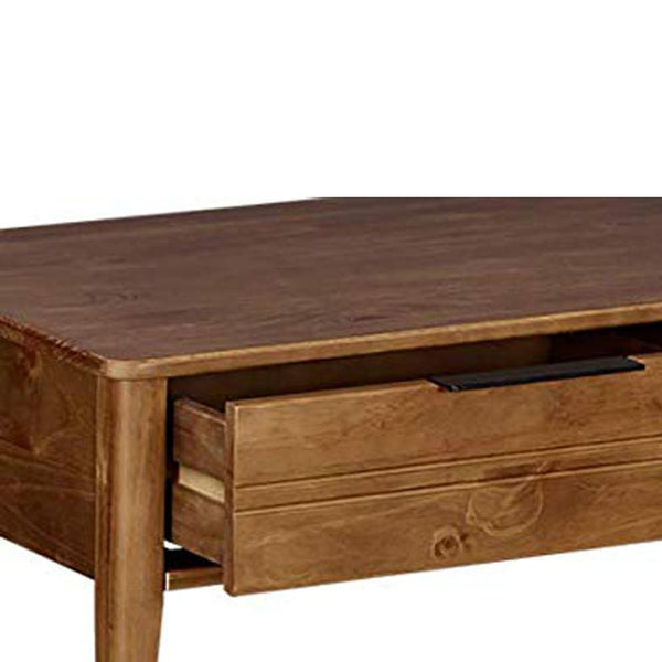 Mid Century Modern Style Wooden Coffee Table With One Drawer, Brown - BM203365
