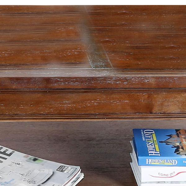 Wooden Coffee Table With Molding Details And Open Shelf, Brown - BM203958