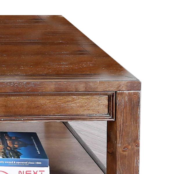 Wooden Coffee Table With Molding Details And Open Shelf, Brown - BM203958