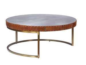 Round Metal Coffee Table With Airy Design Base, Large, Multicolor