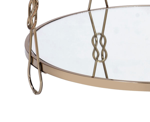Metal Coffee Table With Glass Top And 1 Bottom Shelf,Gold And Clear