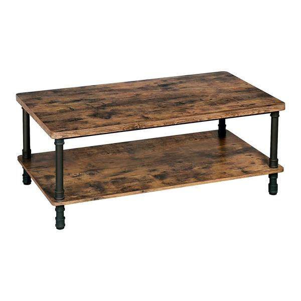 Wooden Coffee Table With 1 Bottom Shelf And Grain Details, Brown